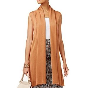 Joseph A Cardigan Sweater XL Brown Shawl Vest Duster